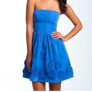 BCBGMaxAzaria Larkspur Taffeta Cocktail Blue Dress